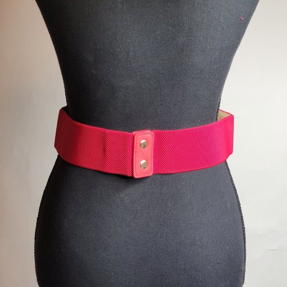 Women's LCF Steampunk Red and White Lace-up Elastic Waistband Corset Belt - Picture 9 of 17